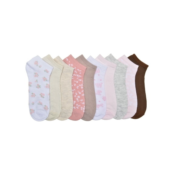 No Boundaries Women's Low-Cut Socks, 10-Pack, Sock Sizes 4-10