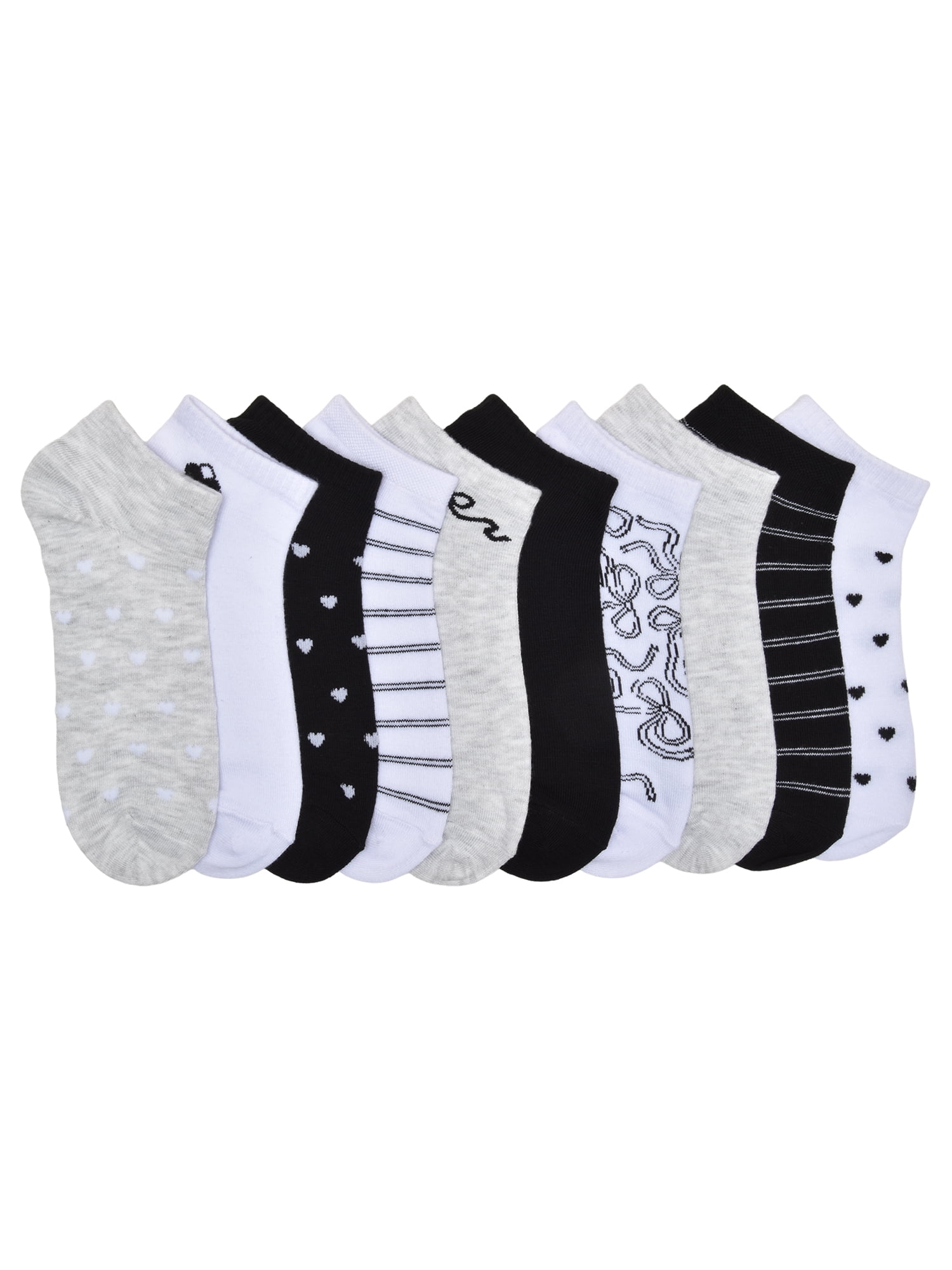 No Boundaries Women's Low-Cut Socks, 10-Pack, Sock Sizes 4-10