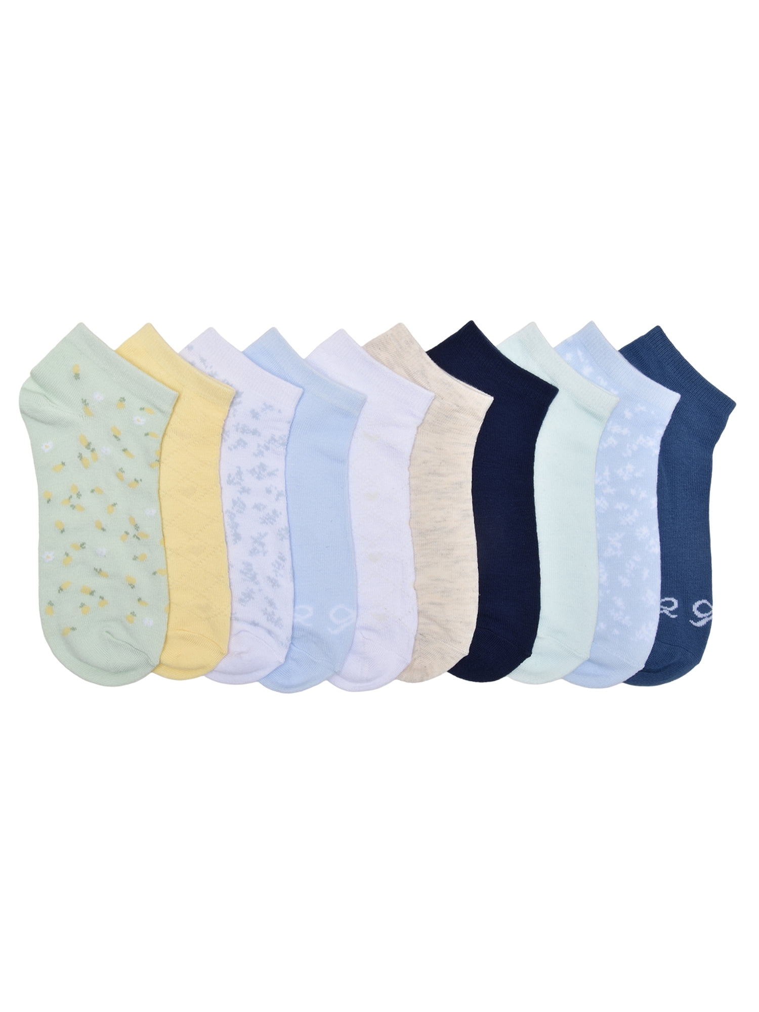 No Boundaries Women's Low-Cut Socks, 10-Pack, Sock Sizes 4-10