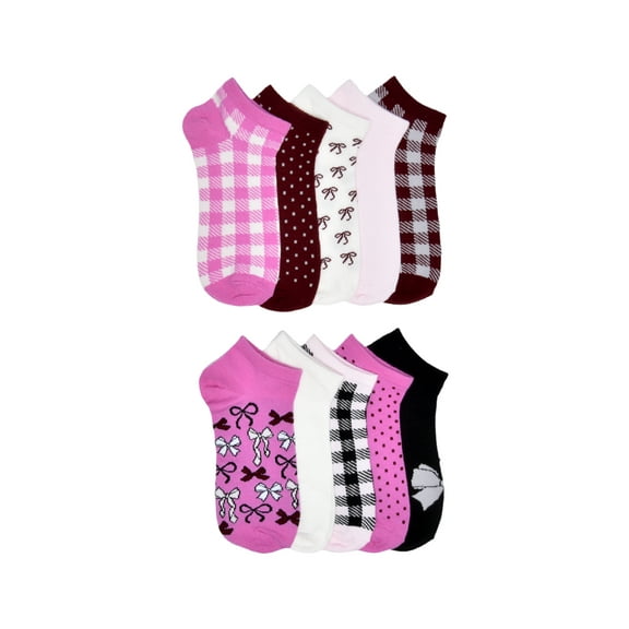 No Boundaries Womens Low-Cut Socks, 10-Pack, Sock Sizes 4-10