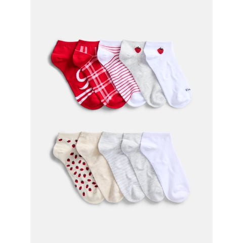 Women’s Low Cut Socks, 10 Pack, Shoe Sizes 4-10