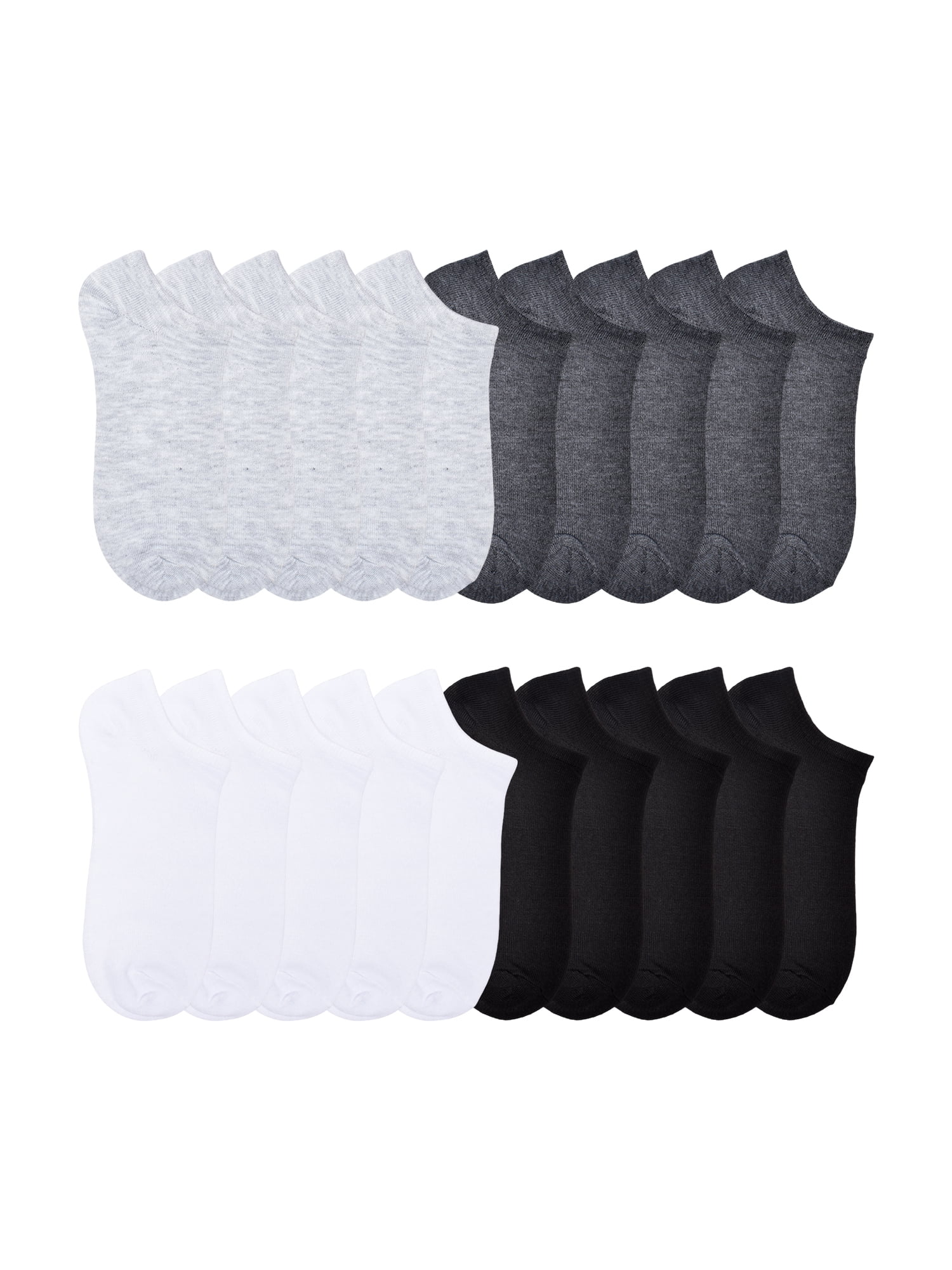 No Boundaries Womens Low-Cut Socks, 20-Pack, Shoe Size 4-10