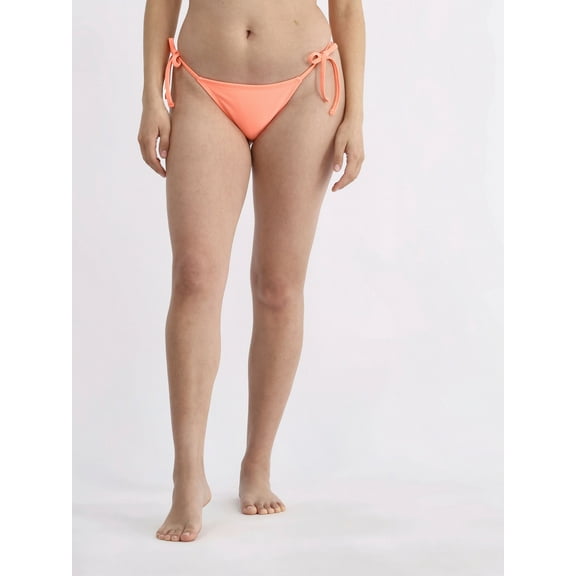 No Boundaries Women's Low Waist Cheeky Bikini Bottoms with Side Ties, Sizes XXS-XXL