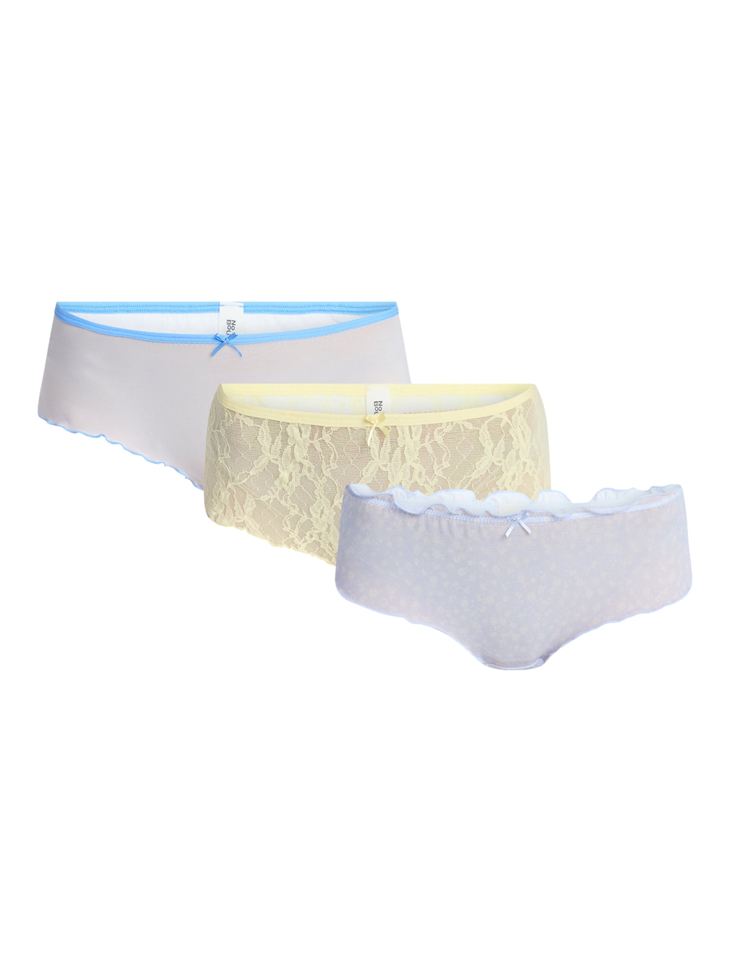 No Boundaries Mesh and Lace Cheeky Panties, 3-Pack, Women's, Sizes XS-XXXL