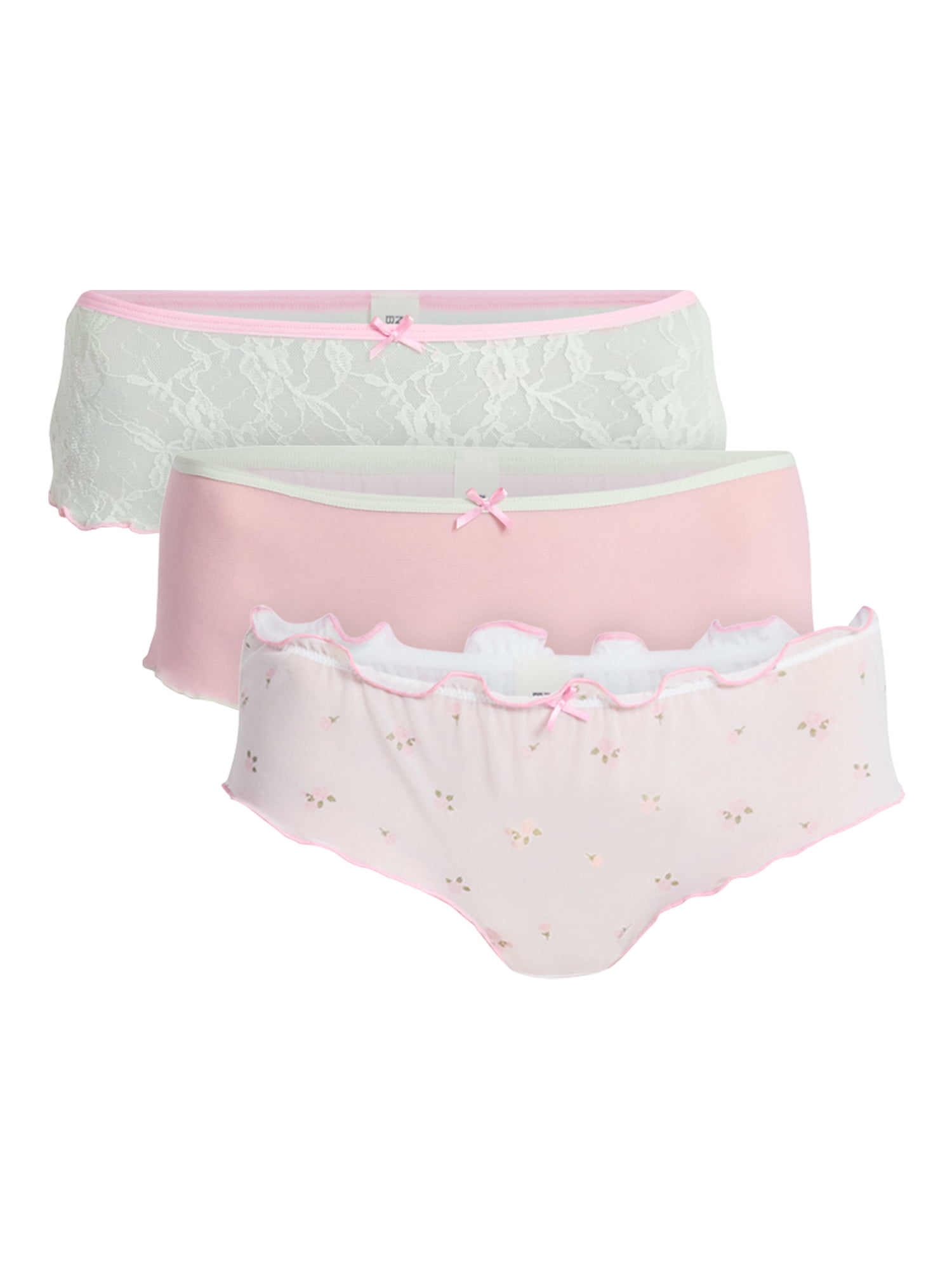 No Boundaries Mesh and Lace Cheeky Panties, 3-Pack, Women's, Sizes XS-XXXL
