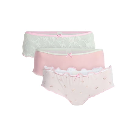 No Boundaries Mesh and Lace Cheeky Panties, 3-Pack, Women's, Sizes XS-XXXL