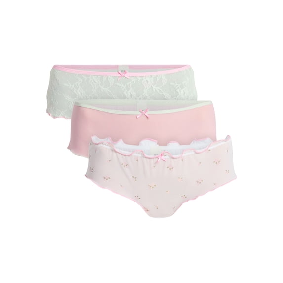 No Boundaries Mesh and Lace Cheeky Panties, 3-Pack, Women's XS-XXXL