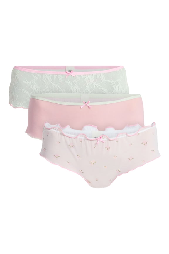 Mesh and Lace Cheeky Panties, 3-Pack, Women's XS-XXXL