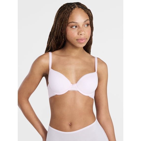 No Boundaries Micro Lightly Lined Demi T-Shirt Bra, Women's 32B-40DD