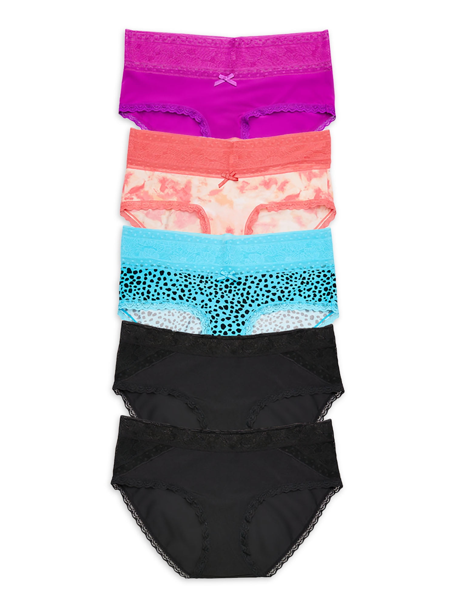 No Boundaries Women's Microfiber Hipster Panties, 5Pack