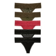 No Boundaries Women's Microfiber Thong Panties, 5-Pack