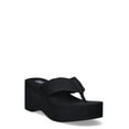 thumbnail image 1 of No Boundaries Women's Mid-Heel Platform Thong Wedge Sandals, 1 of 6
