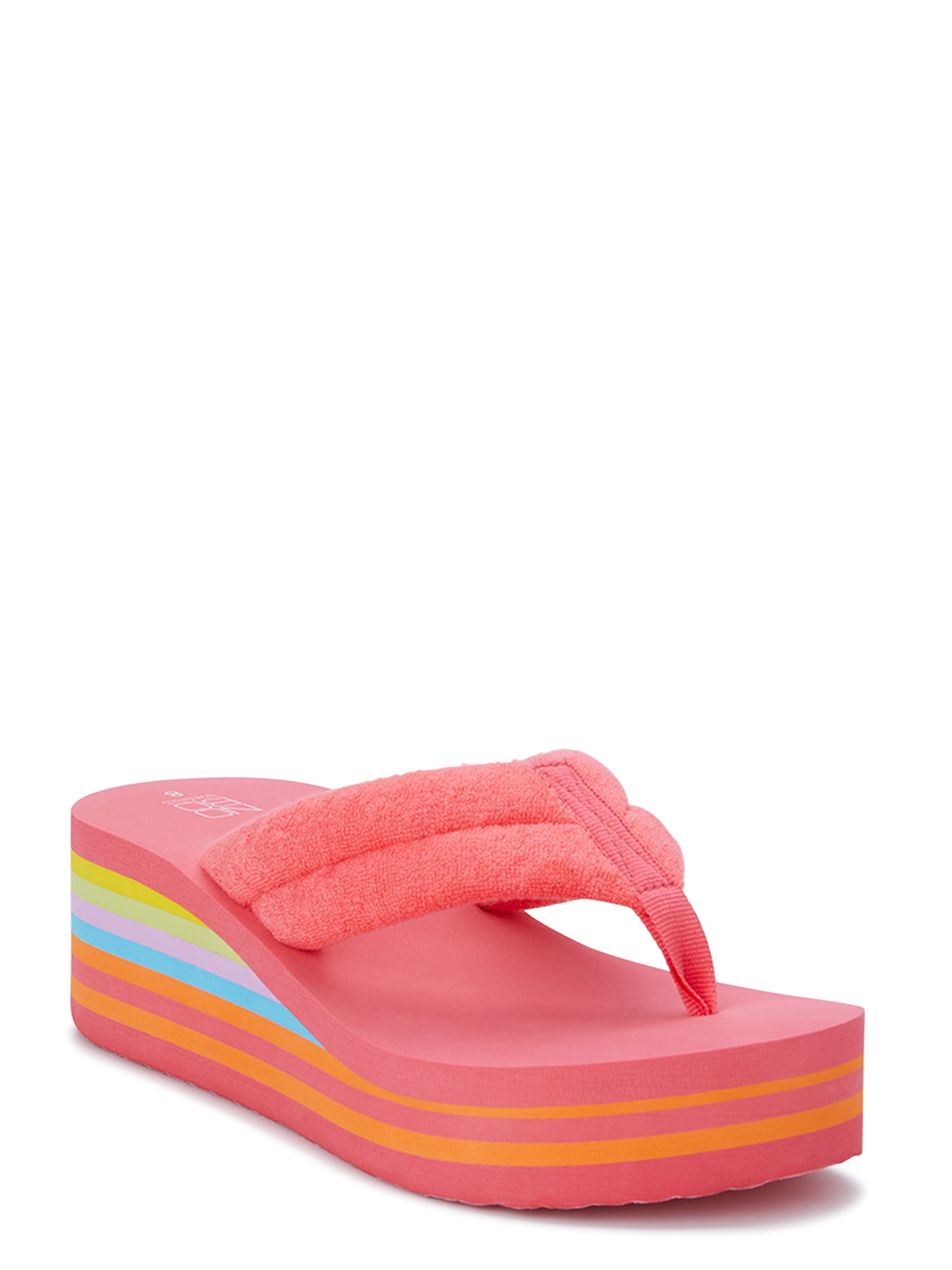 No Boundaries Women's Mid-Heel Platform Thong Wedge Sandals