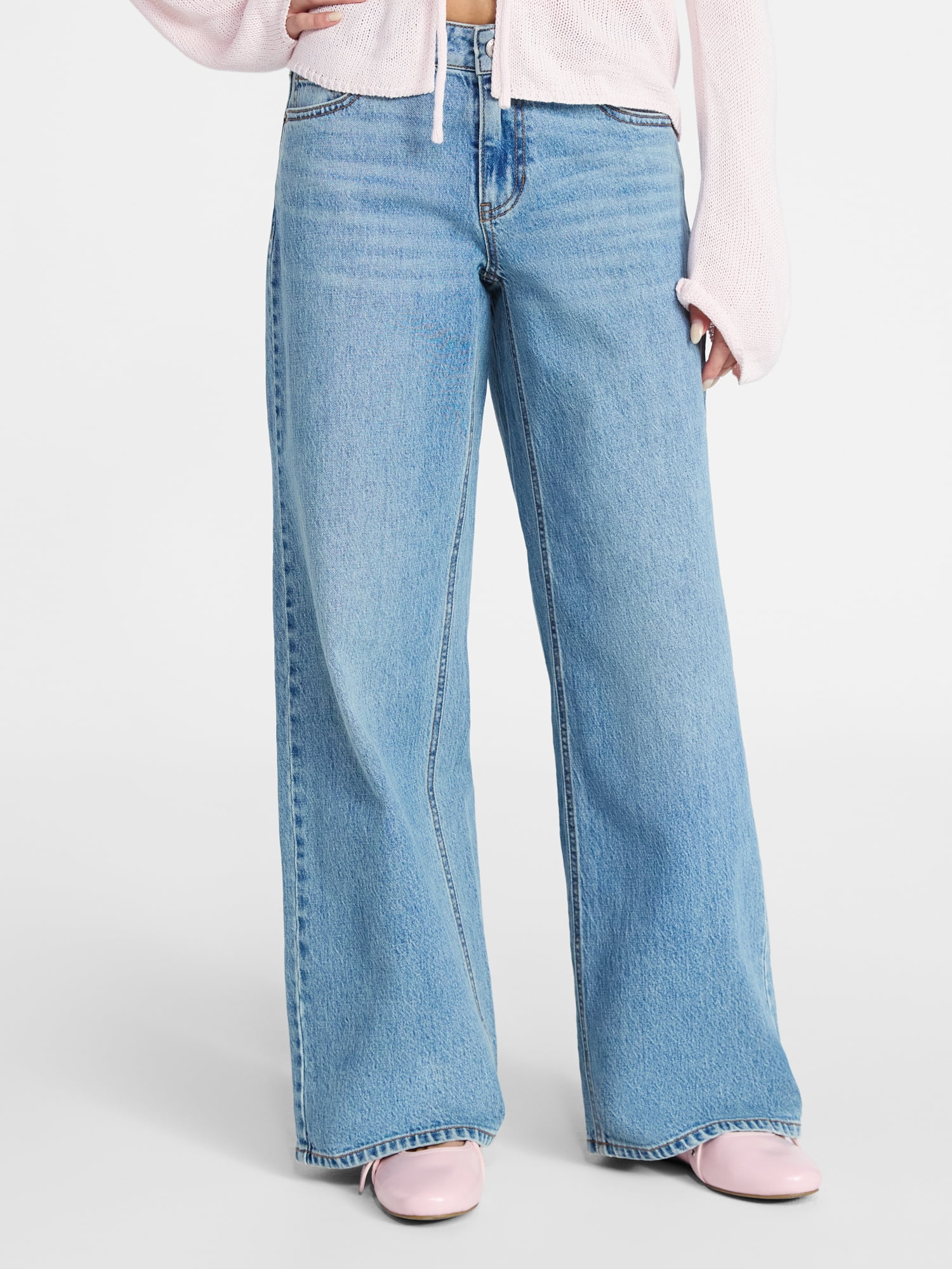 No Boundaries Mid Rise Baggy Jeans, 29", 31", 33" Inseams, Women's Sizes 00-24W