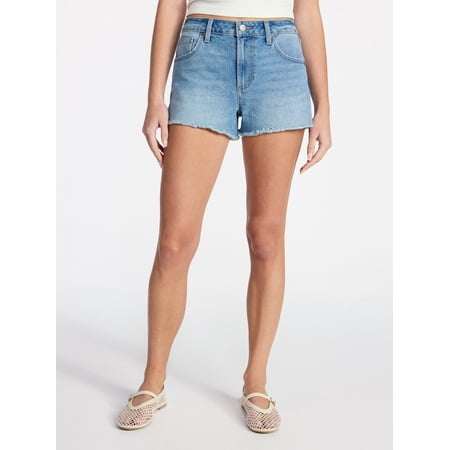 No Boundaries Women's Mid-Rise Denim Shorts, 3 in Inseam, Sizes 00-20