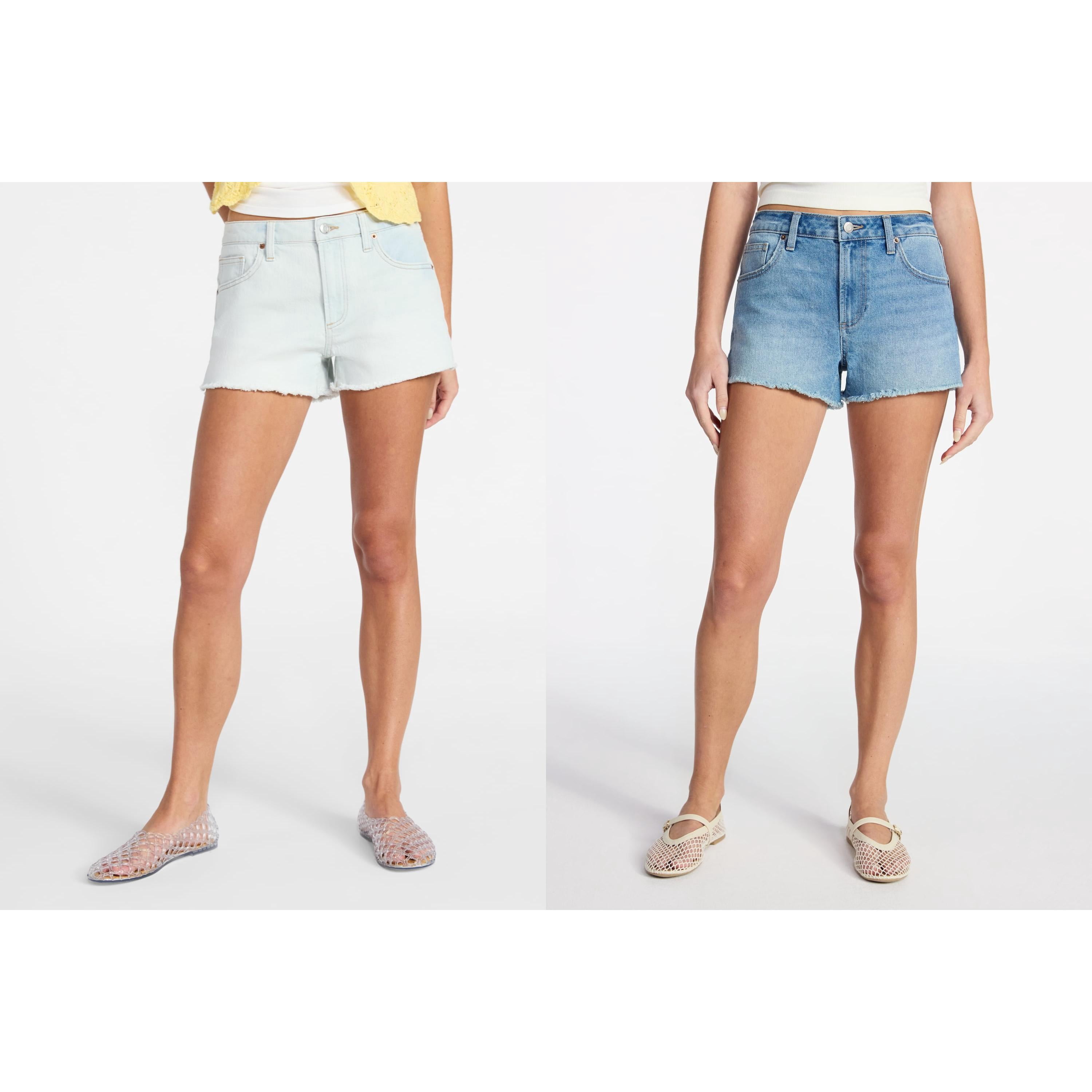 No Boundaries Women's Mid-Rise Denim Shorts, 3 in Inseam, Sizes 00-20