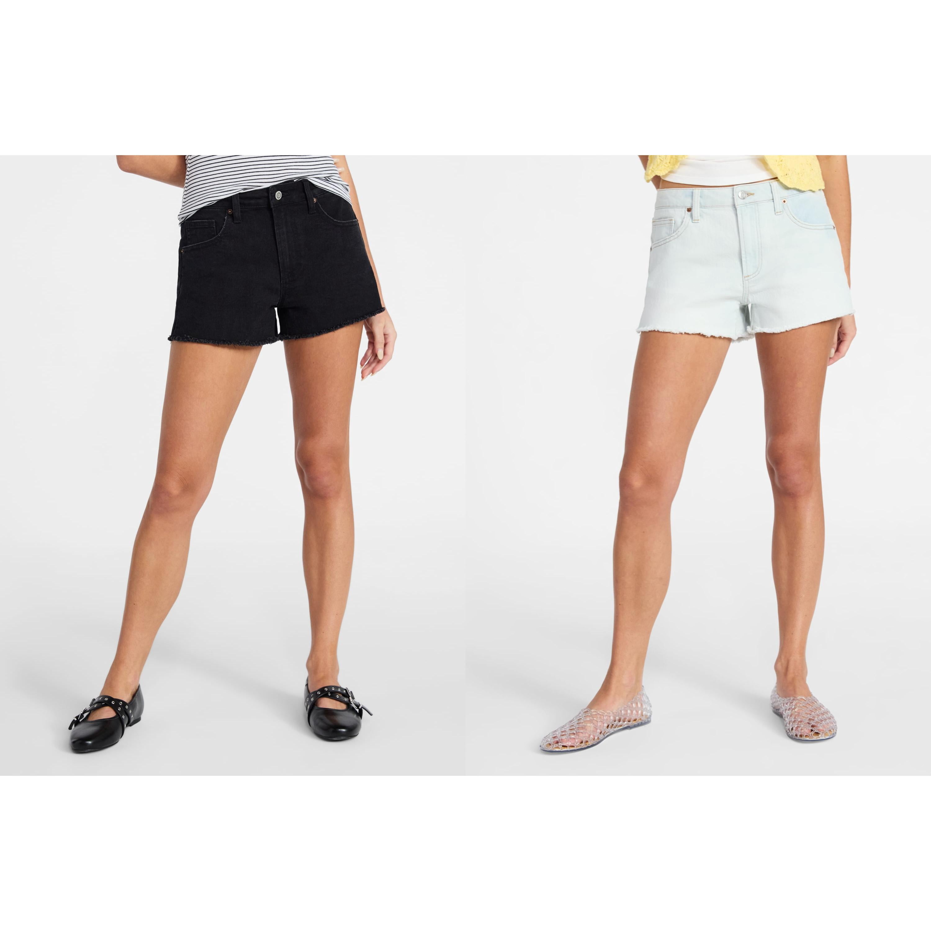 No Boundaries Women's Mid-Rise Denim Shorts, 3 in Inseam, Sizes 00-20