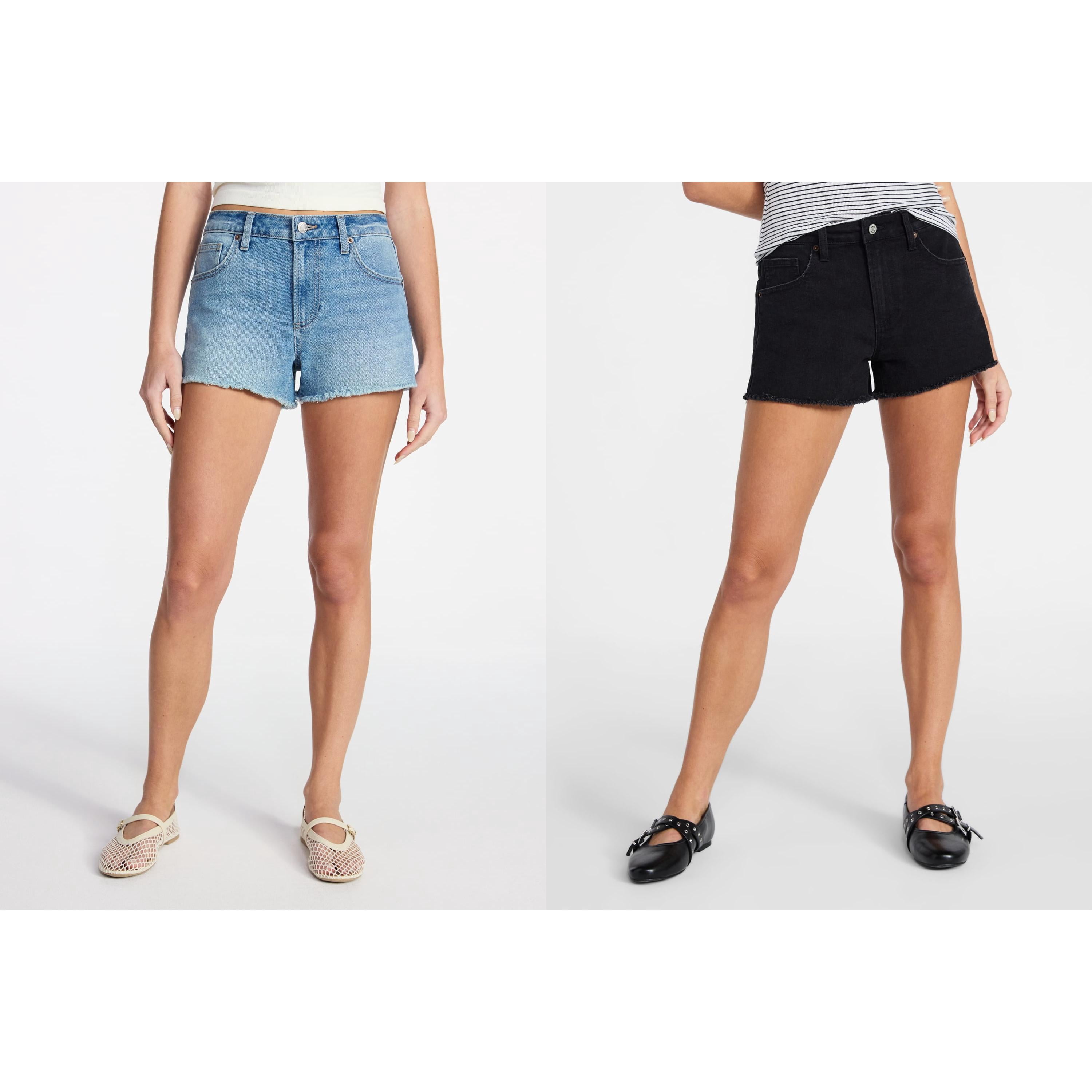 No Boundaries Women's Mid-Rise Denim Shorts, 3 in Inseam, Sizes 00-20