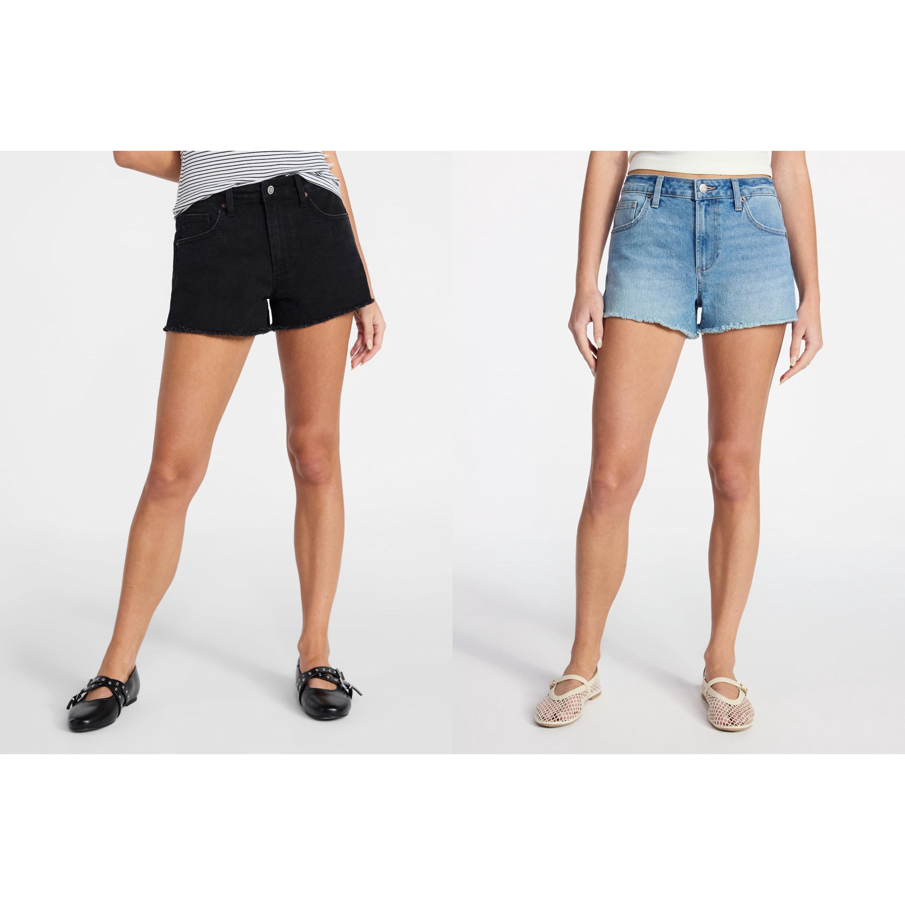 No Boundaries Women's Mid-Rise Denim Shorts, 3 in Inseam, Sizes 00-20