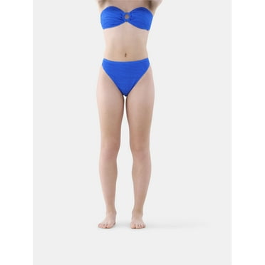 No Boundaries Women's and Women's Plus Wavy Pucker Texture Cheeky Bikini Bottoms, Sizes XXS-XXL