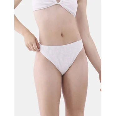No Boundaries Women's and Women's Plus Wavy Pucker Texture Cheeky Bikini Bottoms, Sizes XXS-XXL