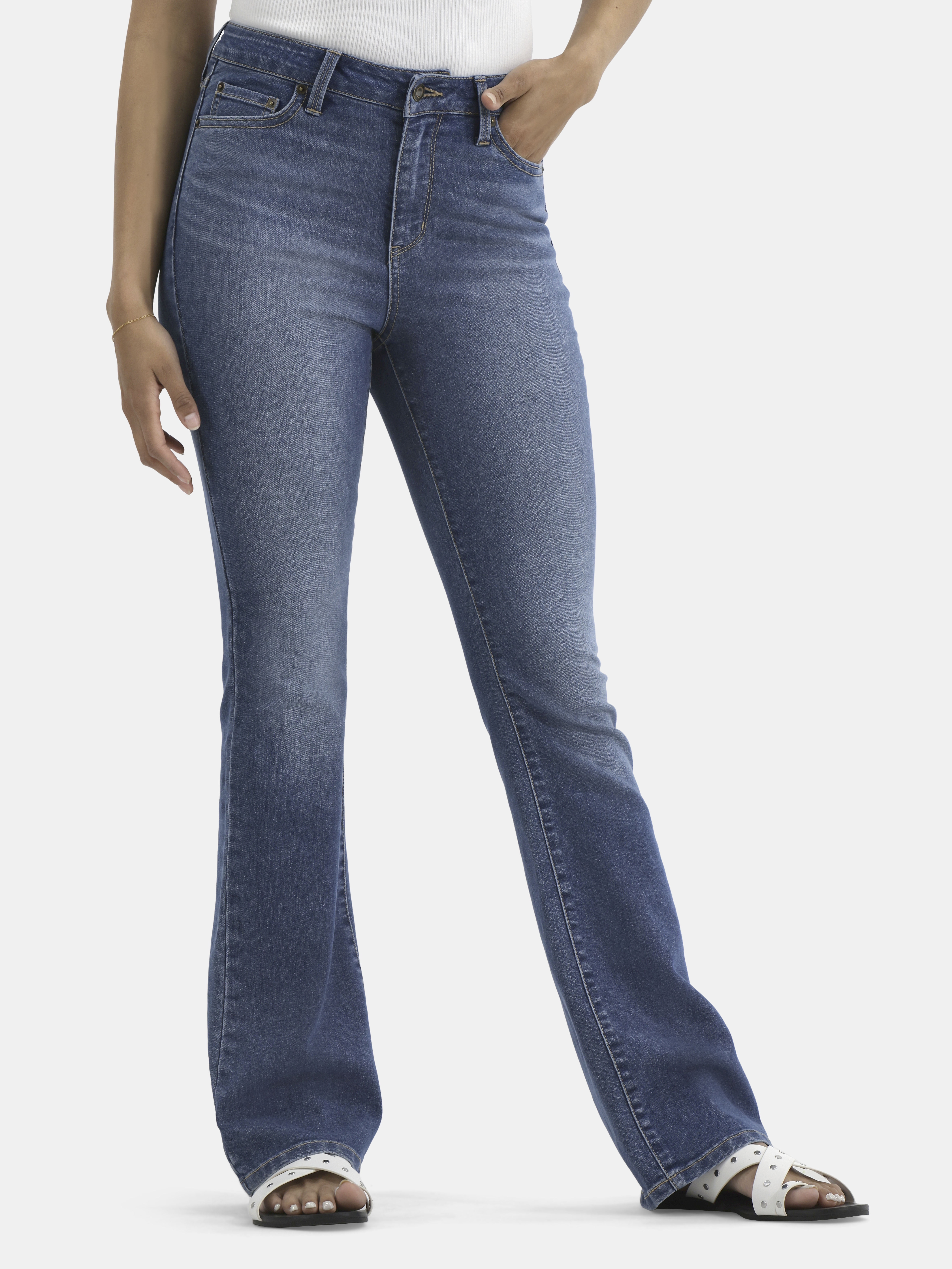 Stretch Denim Bootcut Jeans, 32" Inseam, Women's and Plus Sizes 00-28W