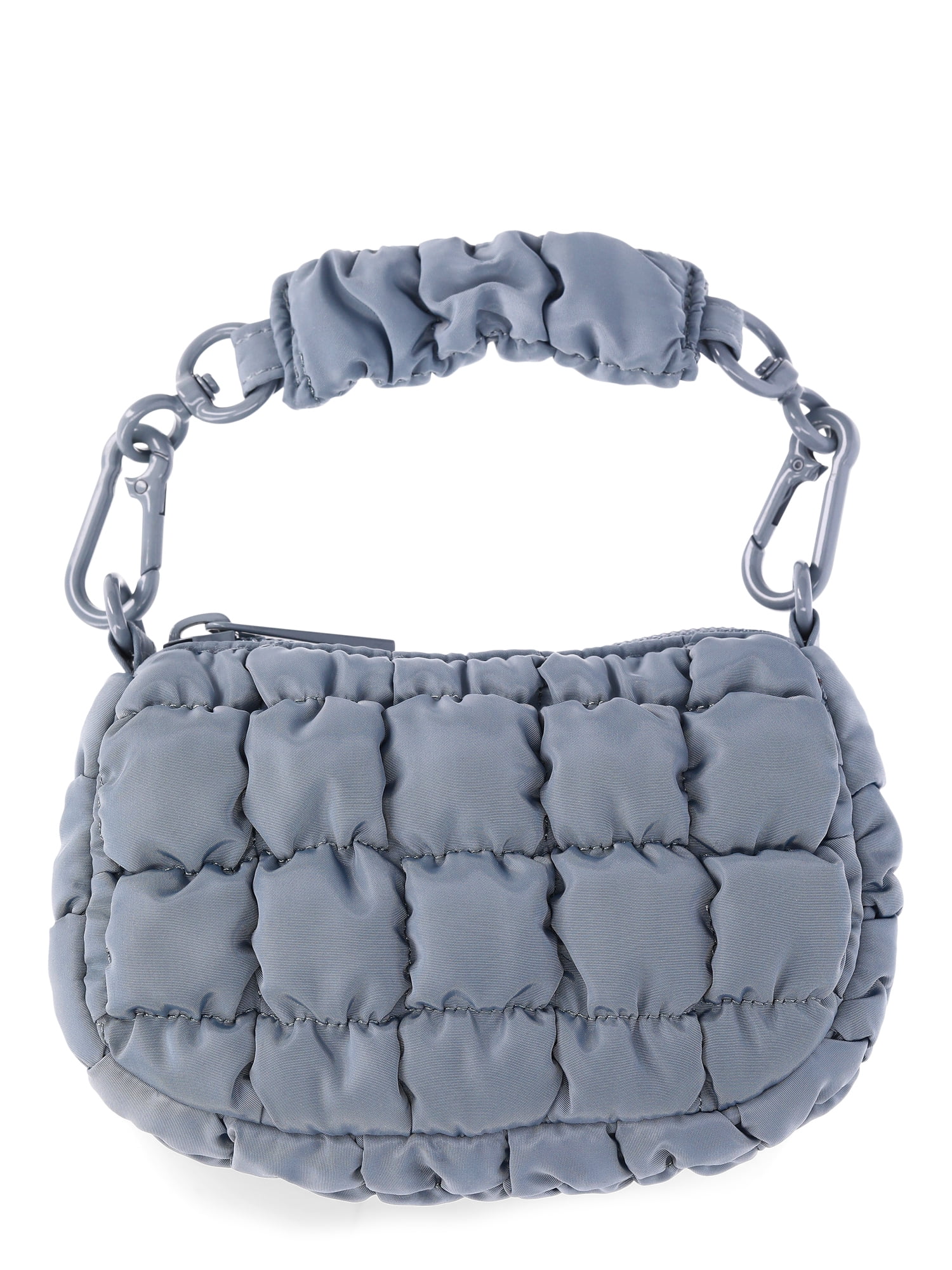 No Boundaries Women's Mini Quilted Hobo Bag Charm, Platinum