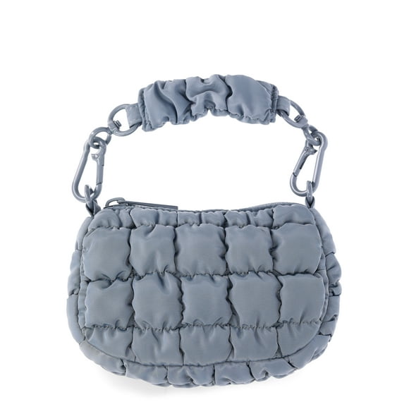 Women's Mini Quilted Hobo Bag Charm, Platinum