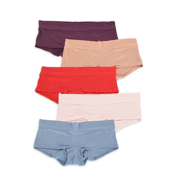 No Boundaries Women's Modal Boyshort Panties, 5-Pack