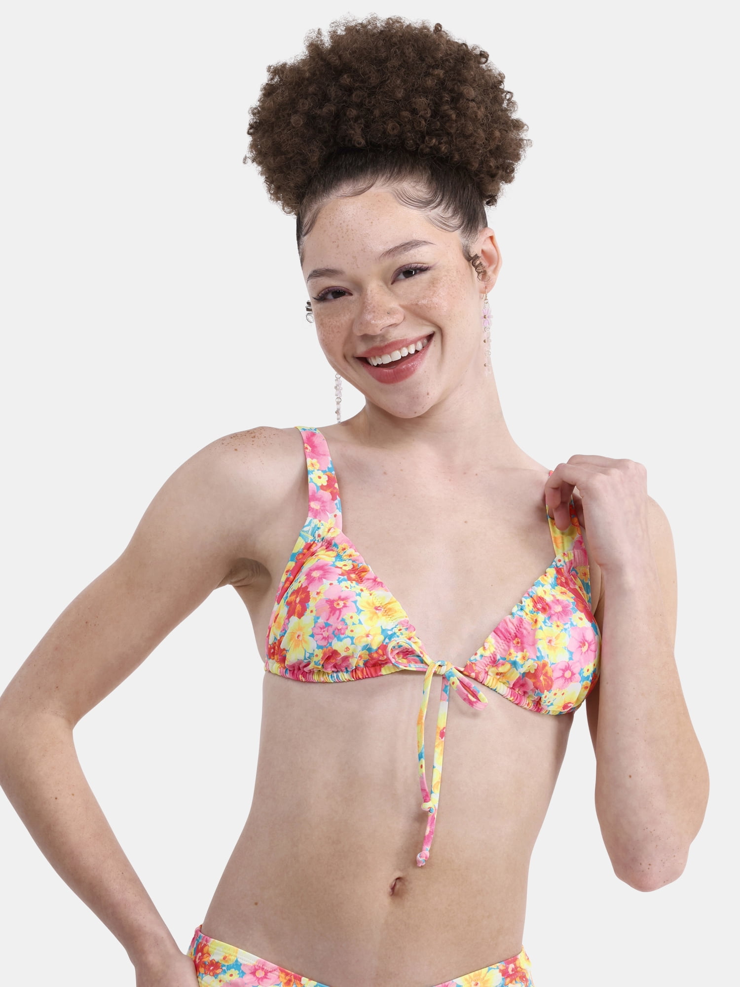 No Boundaries Women's Multi Floral Bralette Swim Top, Sizes XXS - XXL