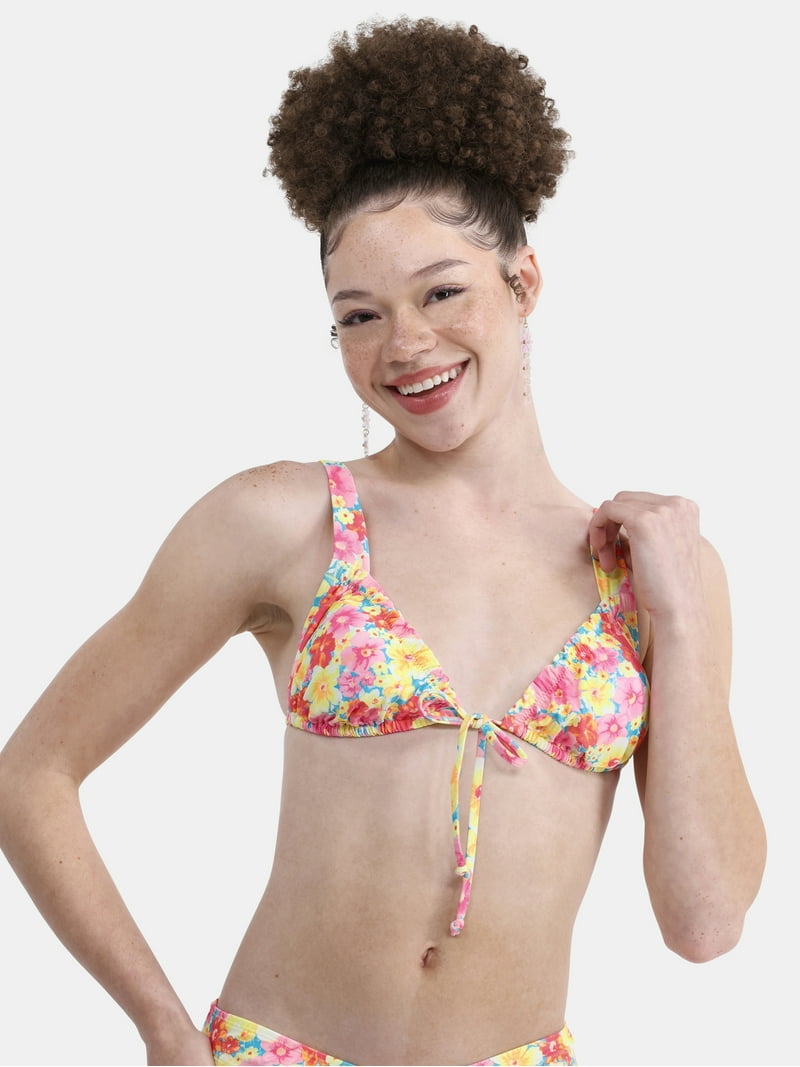 No Boundaries Women's Multi Floral Bralette Swim Top, Sizes XXS