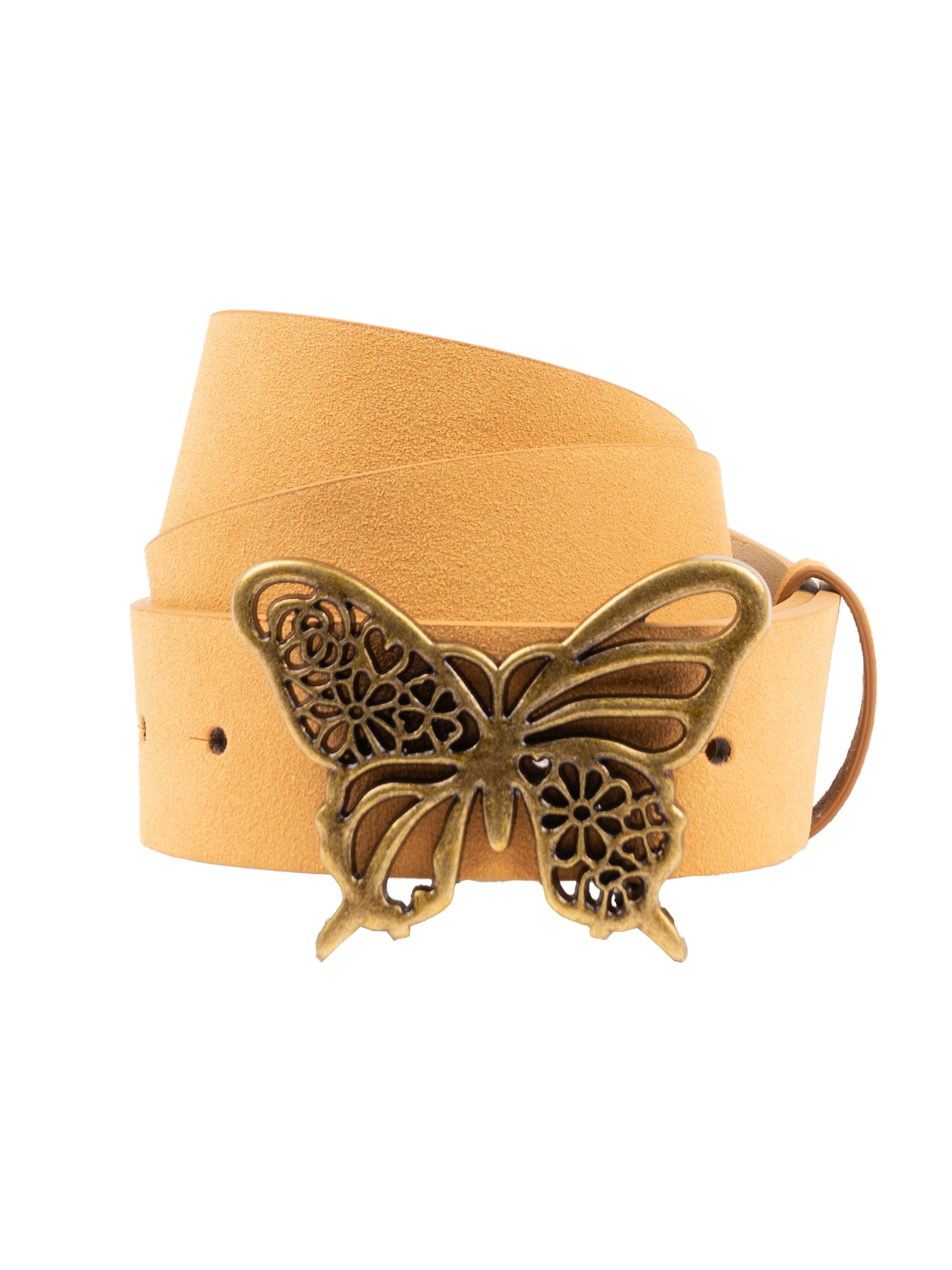 No Boundaries Women's Open Butterfly Plaque Belt, Cognac