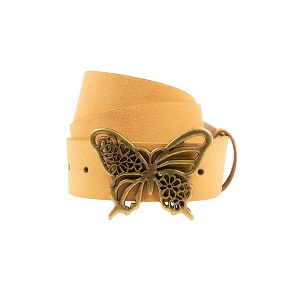 No Boundaries Women's Open Butterfly Plaque Belt, Cognac