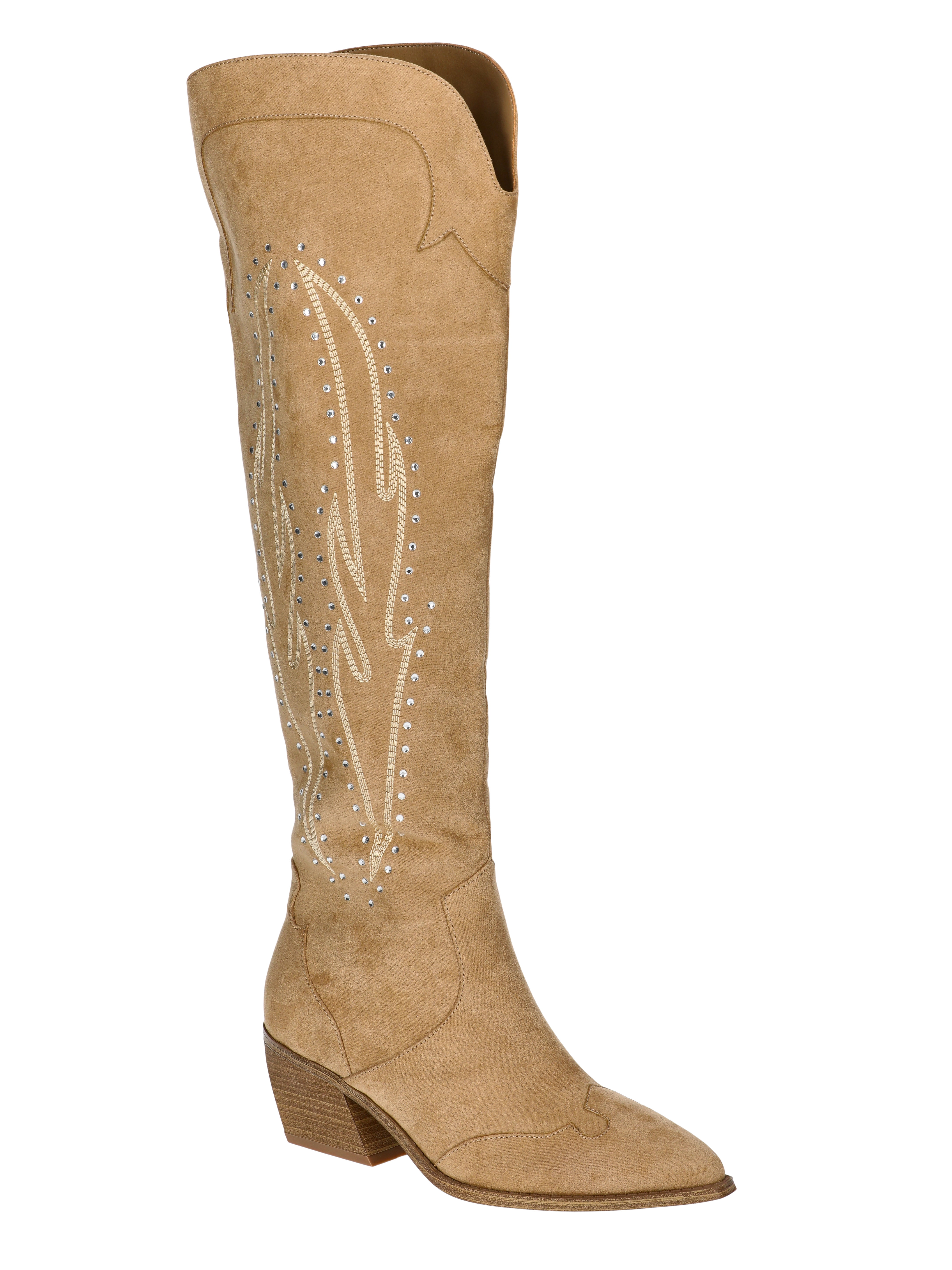 No Boundaries Women's Over the Knee Bling Western Boots