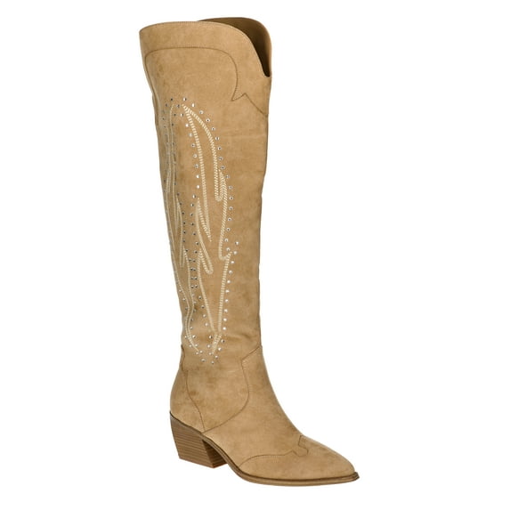 No Boundaries Women's Over the Knee Bling Western Boots