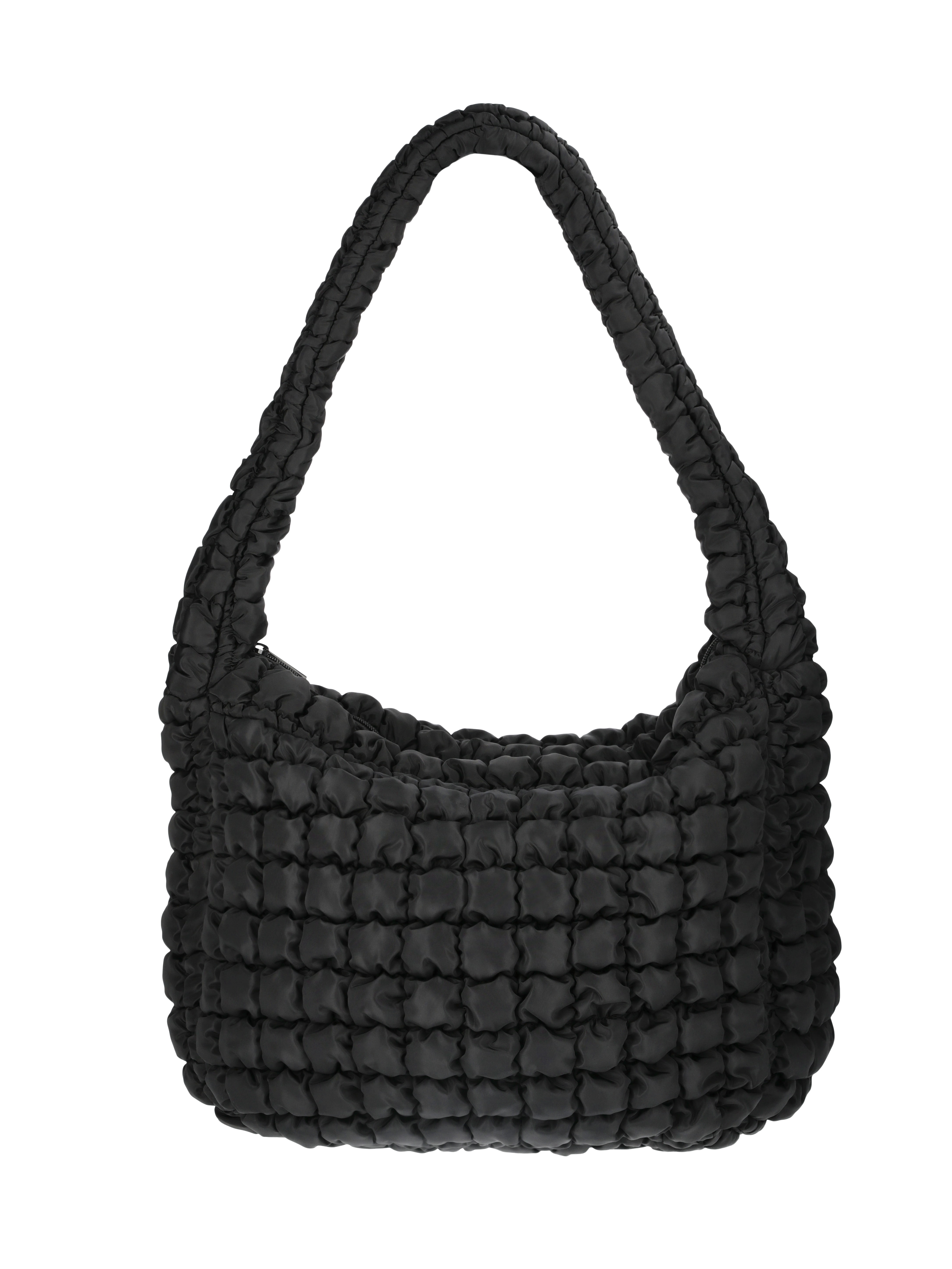 No Boundaries Women's Oversized Quilted Hobo Bag, Black