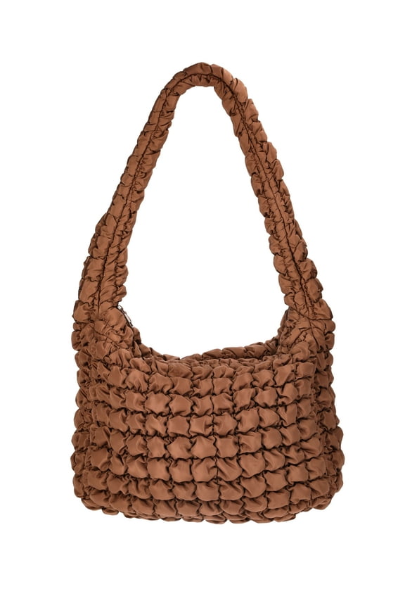 Women's Oversized Quilted Hobo Bag, Chocolate
