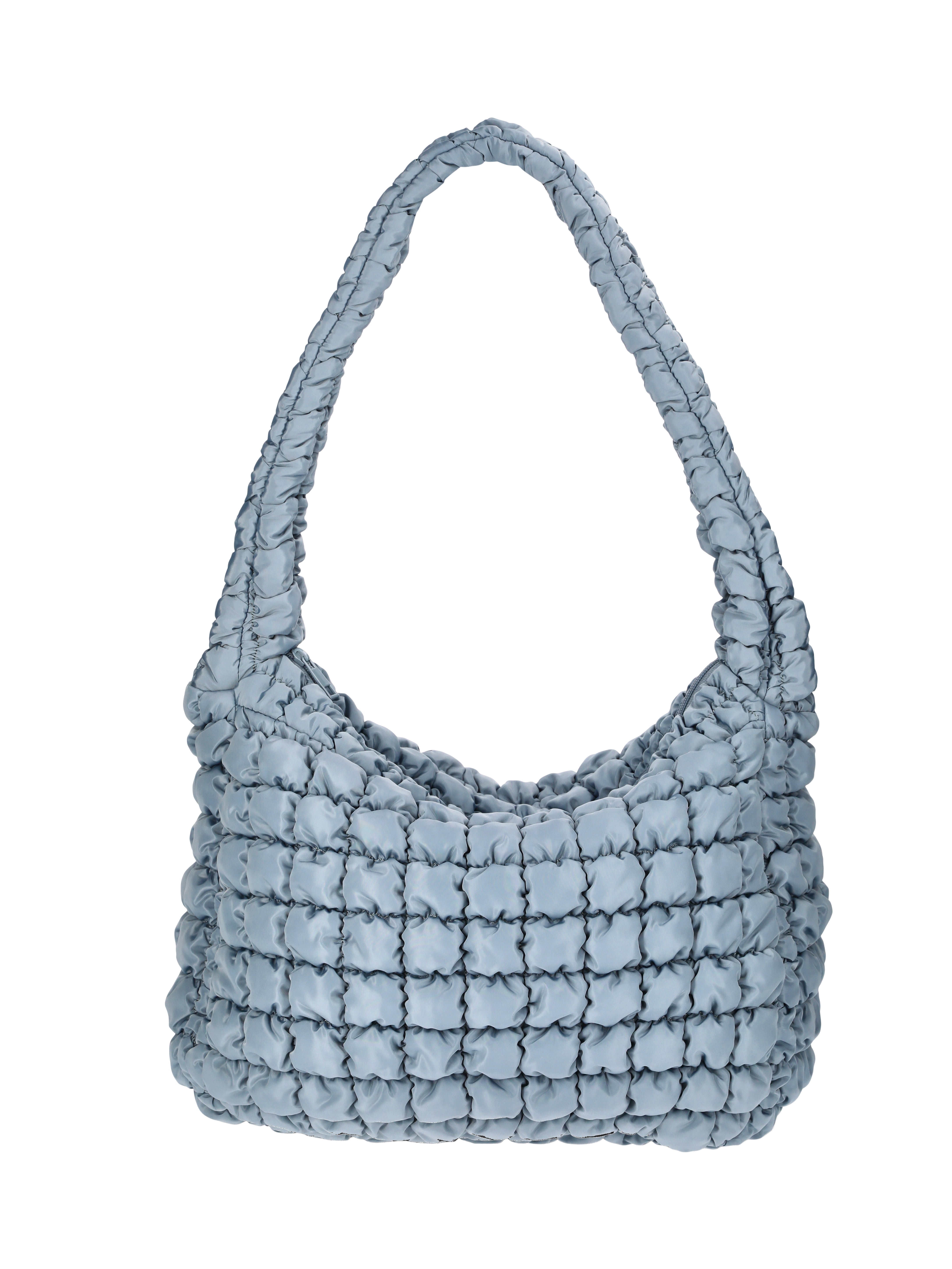 No Boundaries Women's Oversized Quilted Hobo Bag, Platinum