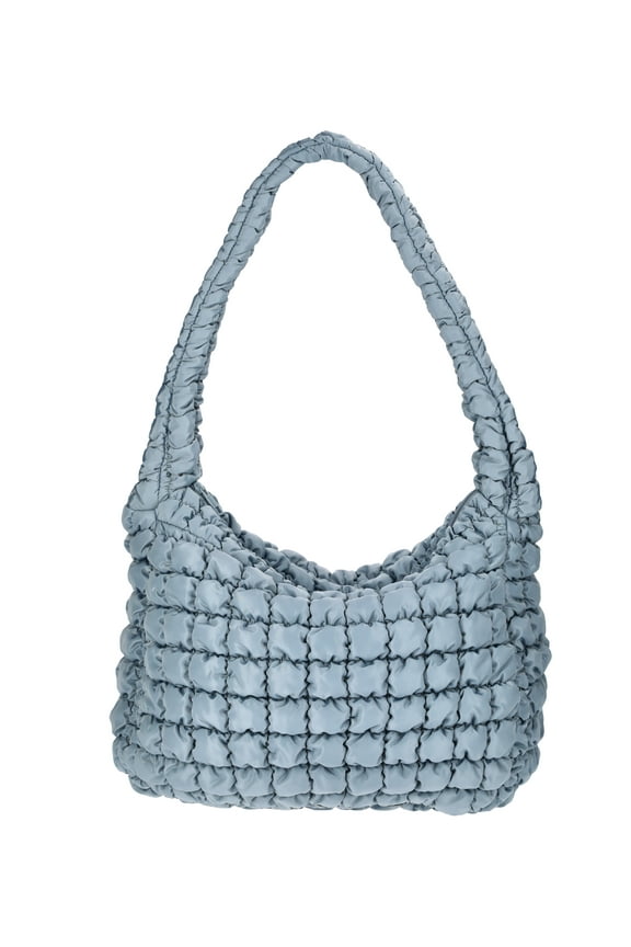 Women's Oversized Quilted Hobo Bag, Platinum