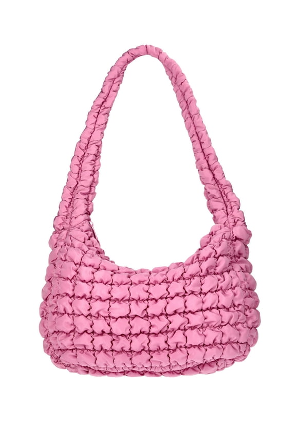 Women's Quilted Puffer Oversized Shoulder Bag, Rosy Lilac