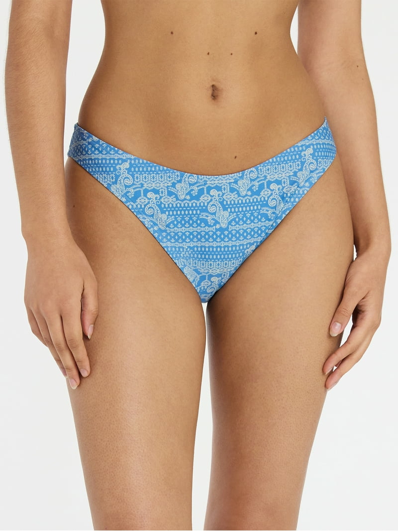 No Boundaries Paisley High-Leg Bikini Bottoms, Women's XXS-XXL