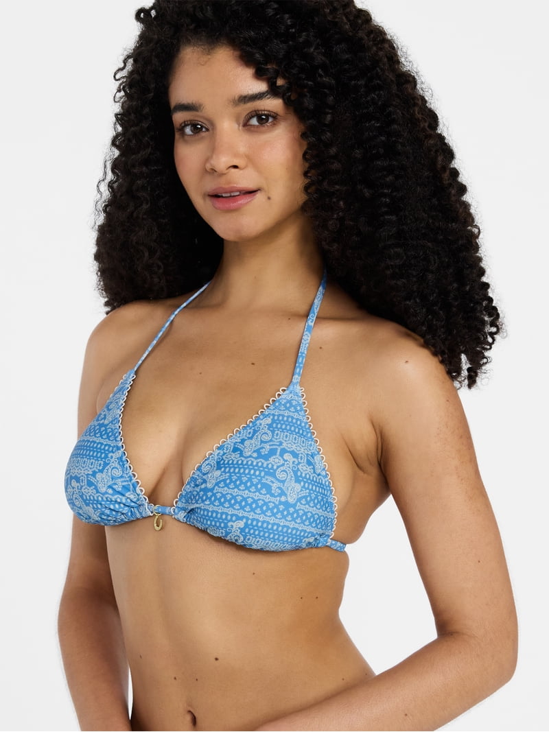 No Boundaries Paisley Triangle Bikini Top, Women's XXS-XXL