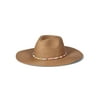 No Boundaries Women's Paper Straw Fedora With Beaded Trim, Tan