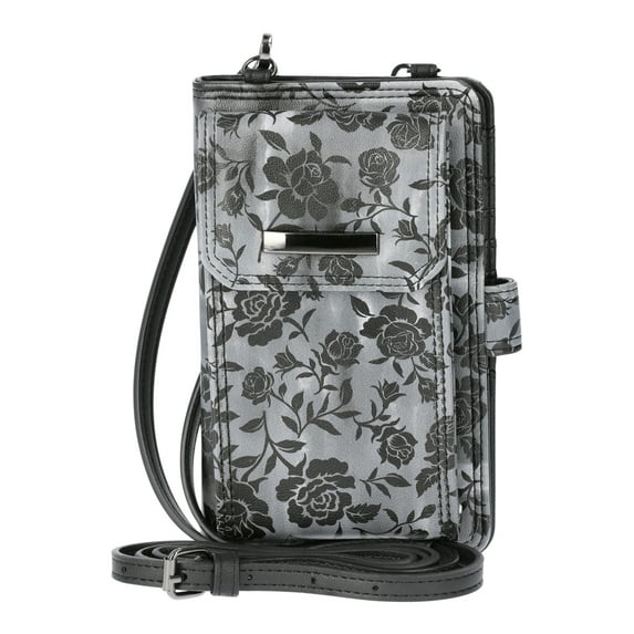 No Boundaries Women's Phone Crossbody Bag Black Rose
