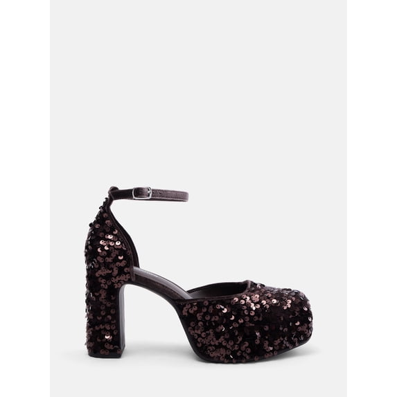 No Boundaries Women's Platform Dress Sequin Heels