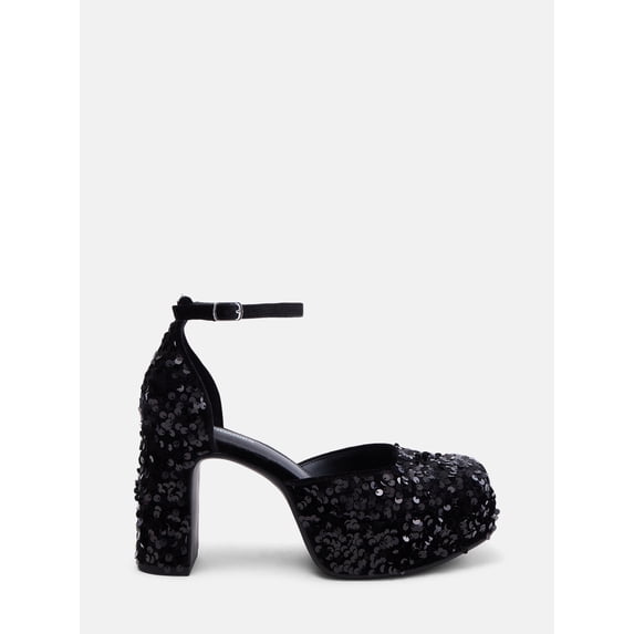 No Boundaries Women's Platform Dress Sequin Heels
