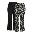 thumbnail image 1 of No Boundaries Women's Plus Flare Pant, 2 Pack, Sizes 1X-4X, 1 of 5