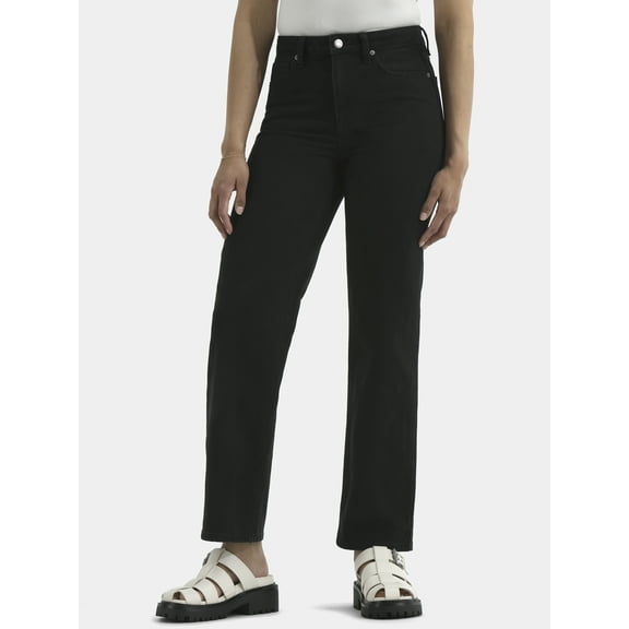 No Boundaries Women's Plus High-Rise Straight Leg Jeans, 30” and 32" Inseam, Sizes 00-24W