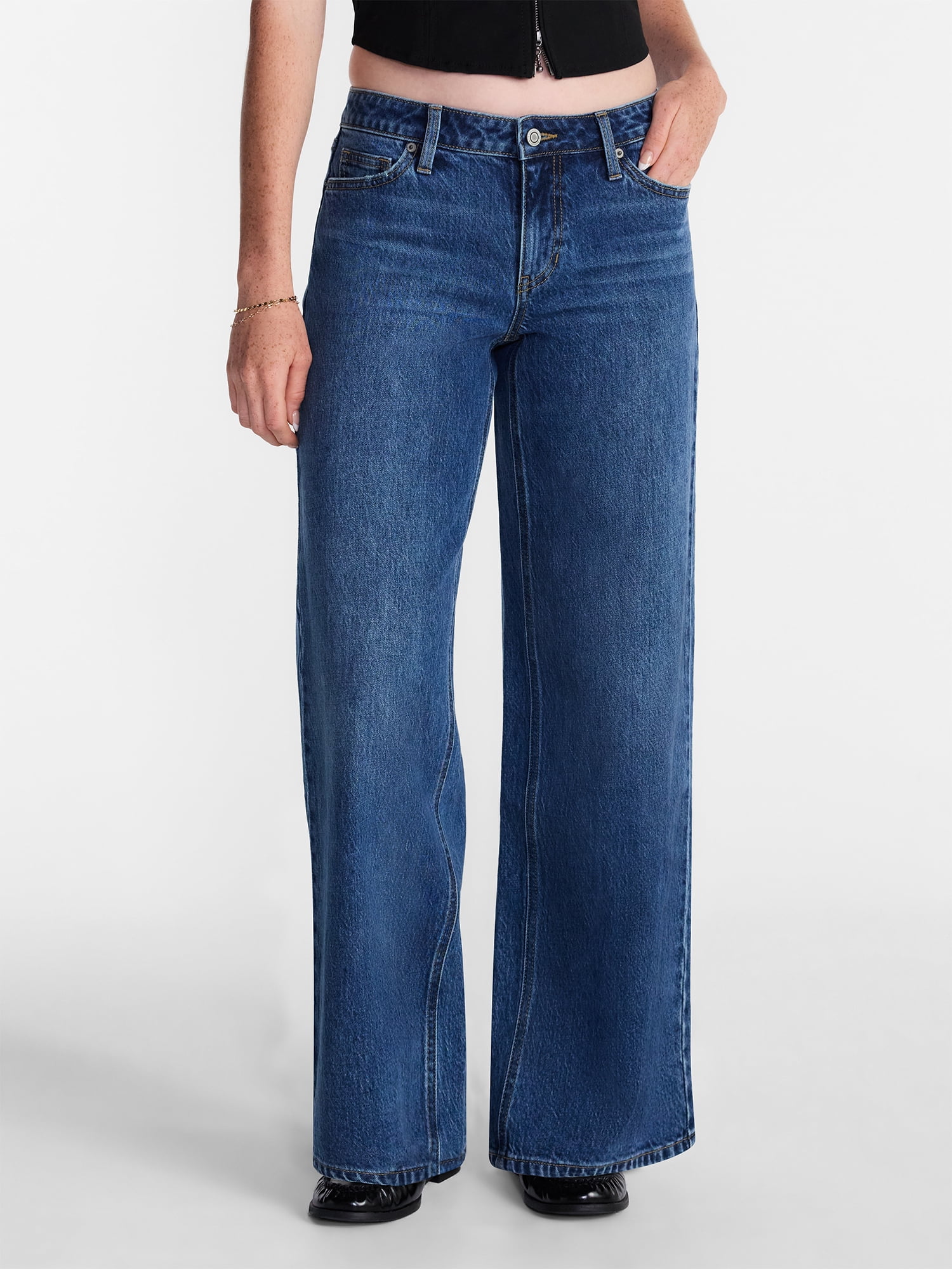 No Boundaries Mid Rise Baggy Jeans, 29", 31", 33" Inseams, Women's Sizes 00-24W