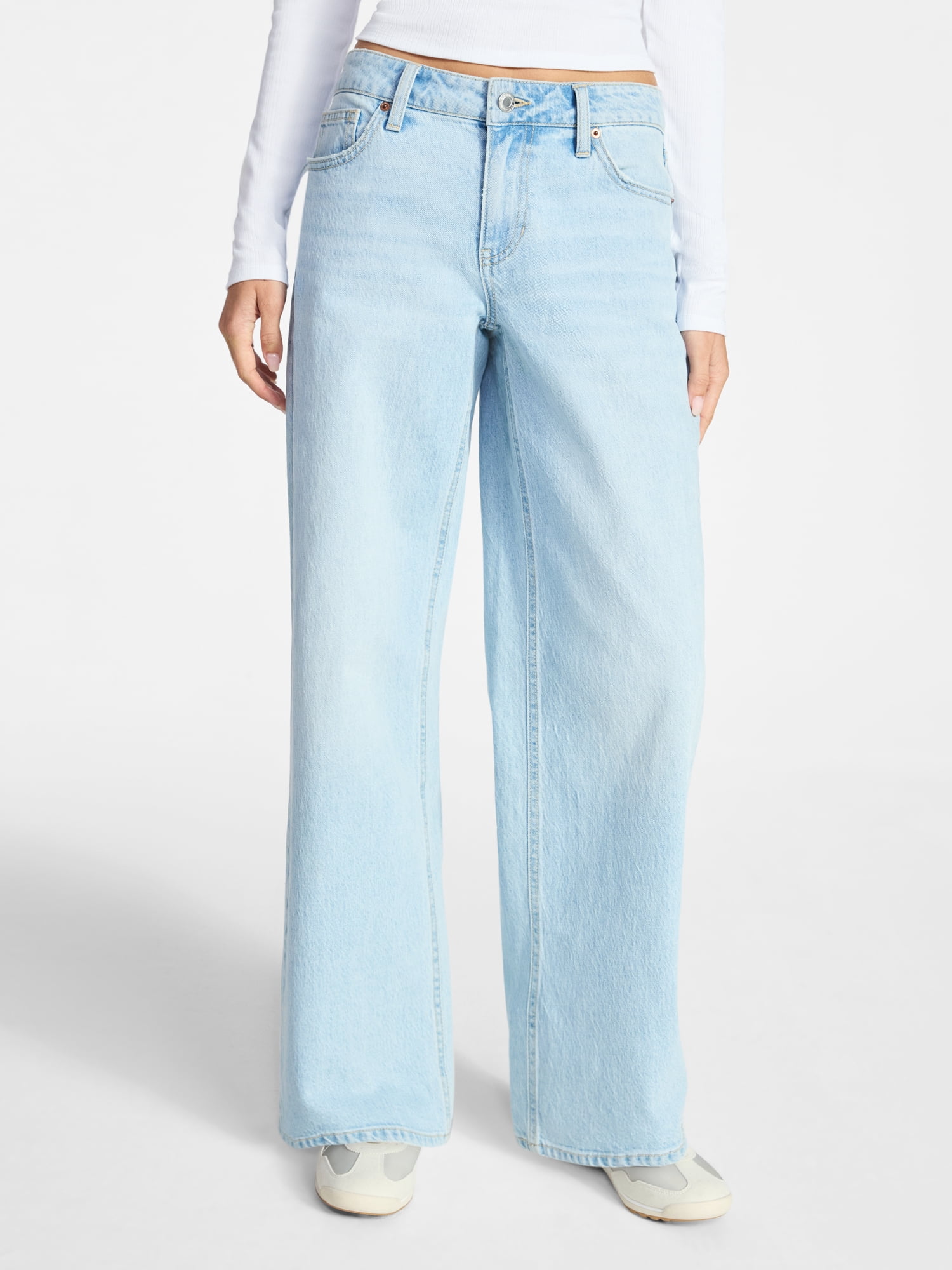 No Boundaries Mid Rise Baggy Jeans, 29", 31", 33" Inseams, Women'sand Women's Plus Sizes 00-24W